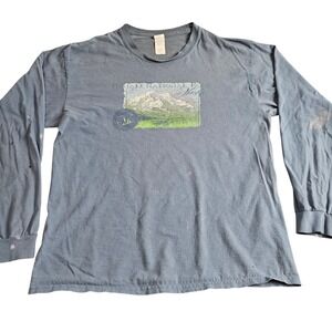 Denali National Park Alaska Tshirt Large Blue‎ Long Sleeve Outdoor Nature Grunge